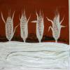 Fused, slumped, painted and engraved float glass- Corn